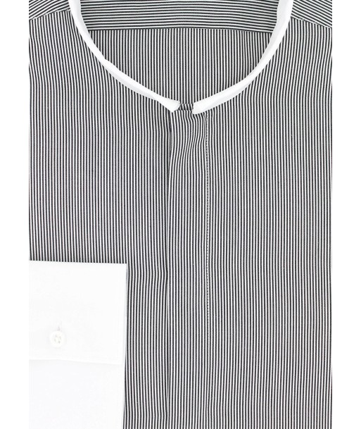 Chemise coupe cintrée col inversé fines rayures noires votre restaurant rapide dans 