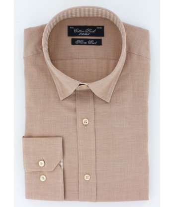 Chemise cintrée twill de coton camel touché cachemire Dans la société mordern