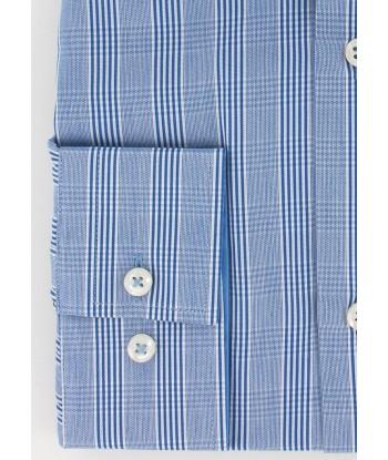 Chemise cintrée col cutaway prince-de-galles bleu marine basket pas cher