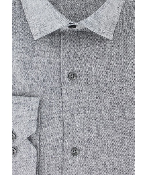 Chemise cintrée en lin coton gris hantent personnes