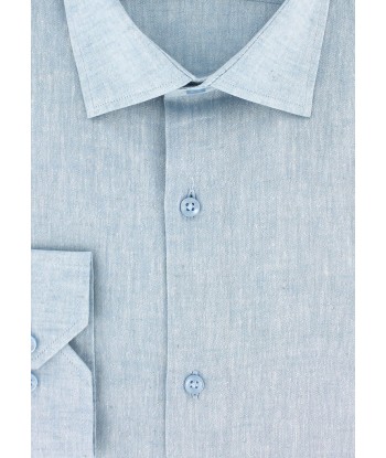 Chemise cintrée en lin coton bleu ciel vente chaude votre 