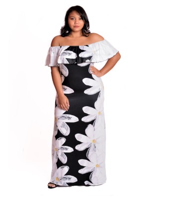 Robe longue imprimée motif fleur JUSQU'A -70%! 