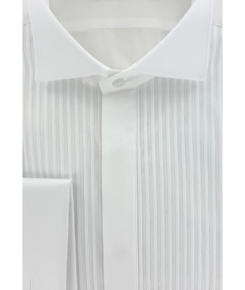 Chemise blanche col cassé plastron plissé Profitez des Offres !