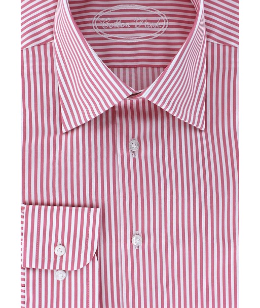 Chemise classique à rayures roses double retors pas cher