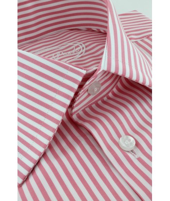 Chemise classique à rayures roses double retors pas cher