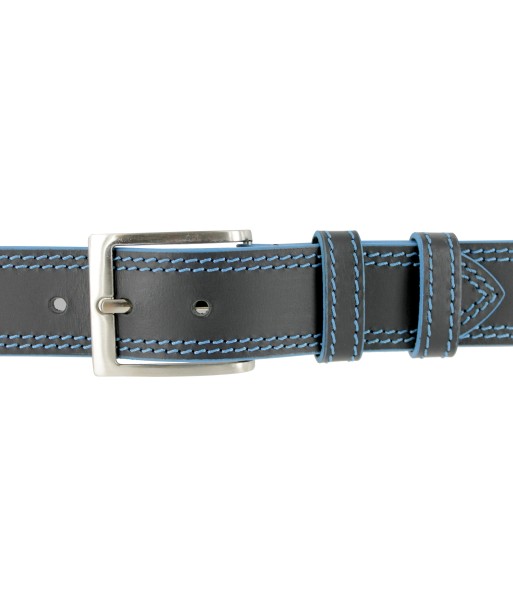 Ceinture en cuir noir surpiqué ciel les ctes