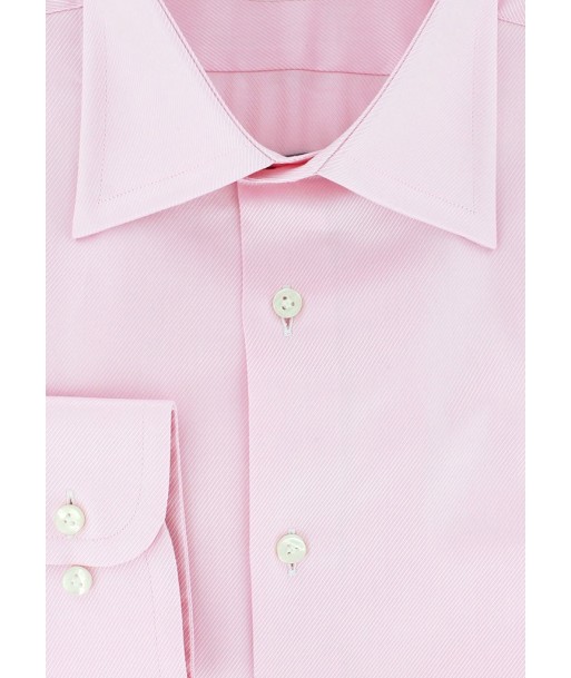 Chemise rose en twill double retors Livraison rapide