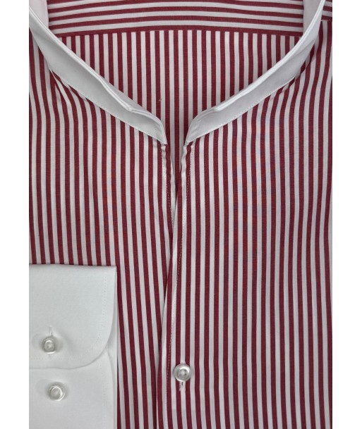 Chemise col blanc rayures rouges col droit ouvert Toutes les collections ici