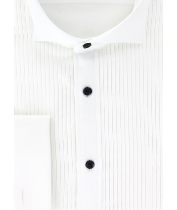 White fitted shirt with wing collar and pleated bib ouvre sa boutique