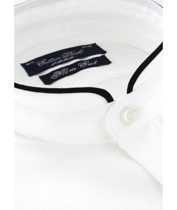 Fitted white mandarin collar shirt with black bias Toutes les collections ici