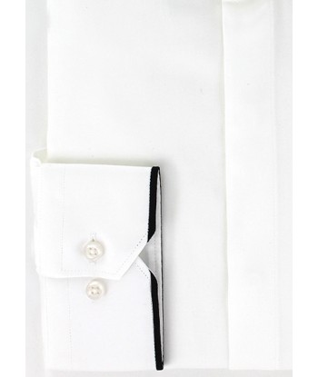 Fitted white mandarin collar shirt with black bias Toutes les collections ici