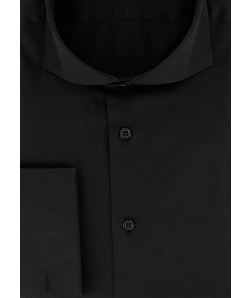 Black fitted shirt with French cuffs les ligaments