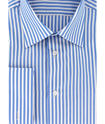 Classic blue striped shirt with French cuffs outlet