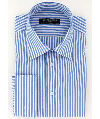 Classic blue striped shirt with French cuffs outlet