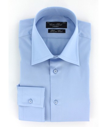 Sky blue fitted shirt with convertible cuffs Fin de série