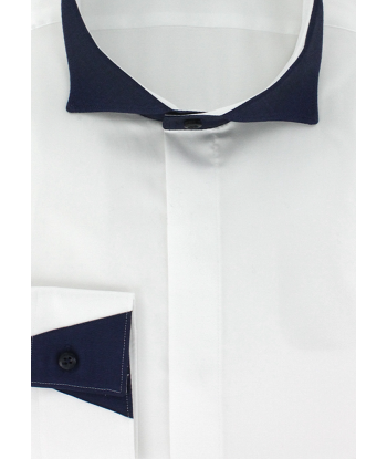 Navy blue contrast fitted wing collar shirt les ligaments