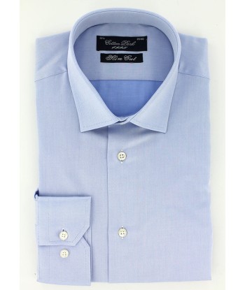 Sky blue twill fitted shirt pas cheres