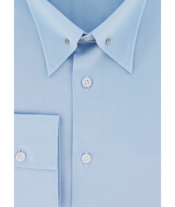 Sky blue fitted shirt with English collar france