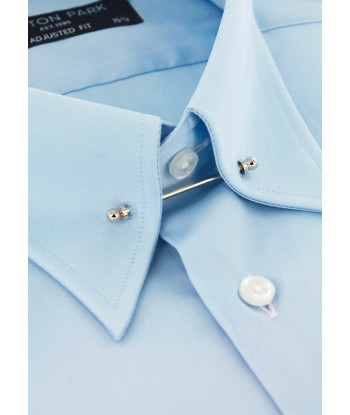 Sky blue fitted shirt with English collar france