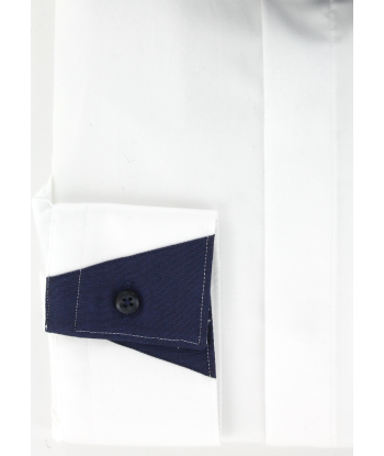 Navy blue contrast fitted wing collar shirt les ligaments