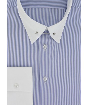 Fitted shirt with English collar, blue stripes Pour