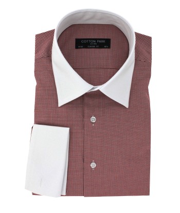 Red houndstooth shirt with white collar la chaussure