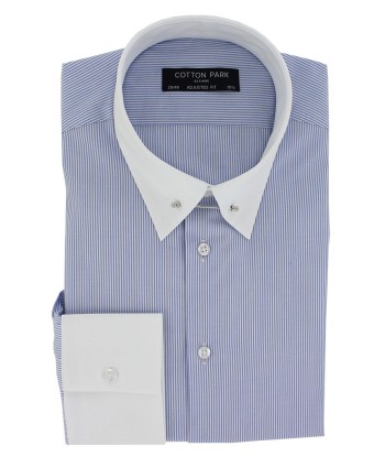 Fitted shirt with English collar, blue stripes Pour