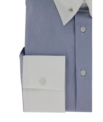 Fitted shirt with English collar, blue stripes Pour