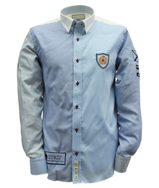 Embroidered sky blue multi sport chic shirt à prix réduit toute l'année