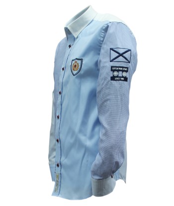 Embroidered sky blue multi sport chic shirt à prix réduit toute l'année