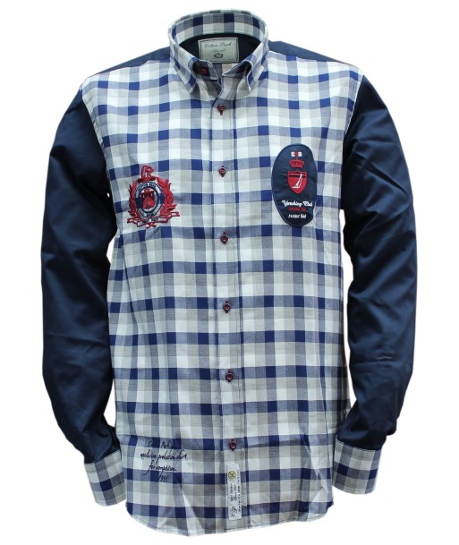 Sporty chic shirt with small embroidered navy checks vous aussi creer 