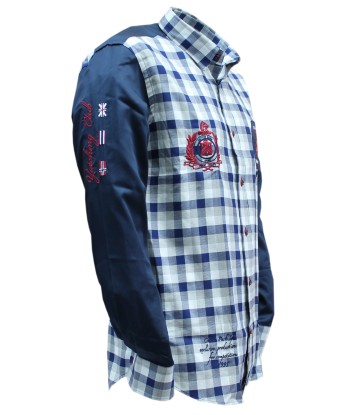 Sporty chic shirt with small embroidered navy checks vous aussi creer 