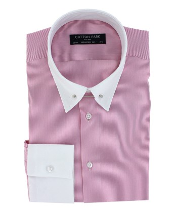 Fitted shirt with English collar and fine pink stripes paiement sécurisé