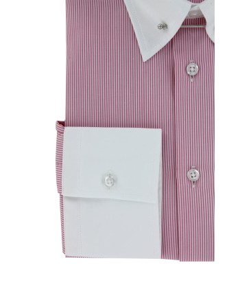 Fitted shirt with English collar and fine pink stripes paiement sécurisé