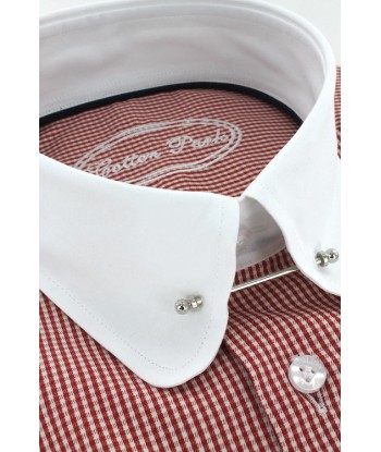 Classic double twisted red gingham rounded tab collar shirt En savoir plus