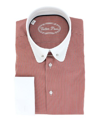 Classic double twisted red gingham rounded tab collar shirt En savoir plus