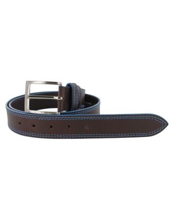 Brown leather belt with sky stitching sur le site 