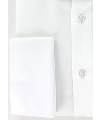 White cotton satin fitted shirt with French cuffs pas chere