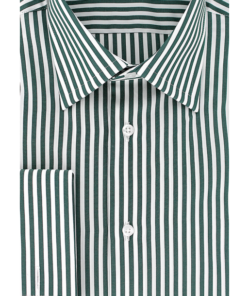 Classic green striped French cuff shirt en linge