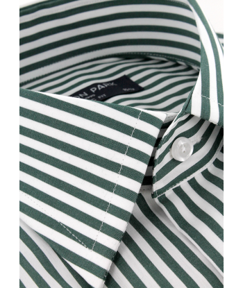 Classic green striped French cuff shirt en linge