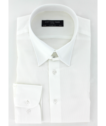 White piqué cotton shirt with tab collar pas cher