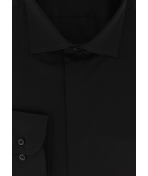 Black fitted shirt with hidden throat soldes