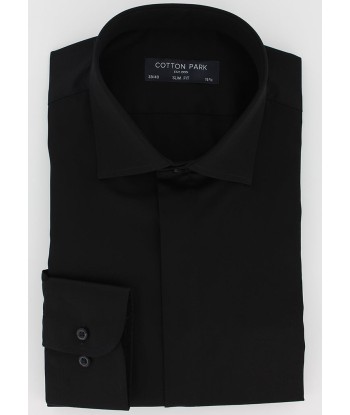 Black fitted shirt with hidden throat soldes