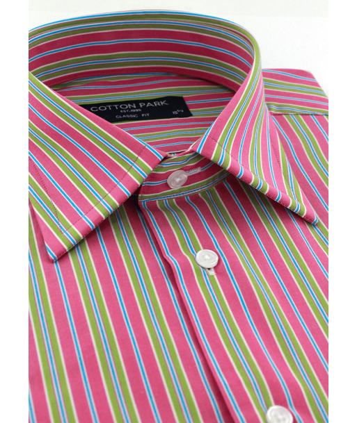 Classic shirt with pink and green stripes JUSQU'A -70%! 