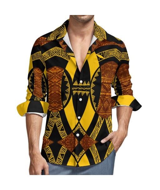 Chemise mata jaune imprimée tapa solde