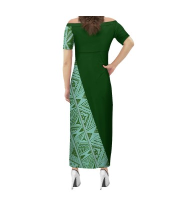 Robe longue verte en soie ouvre sa boutique