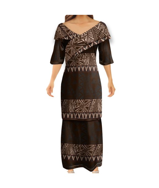 Ensemble kati marron haut/jupe motif gatu pas cher chine