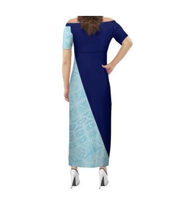 Robe longue bleue bicolore en soie Véritable concentré