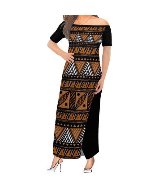 Robe longue noire motif gatu commande en ligne